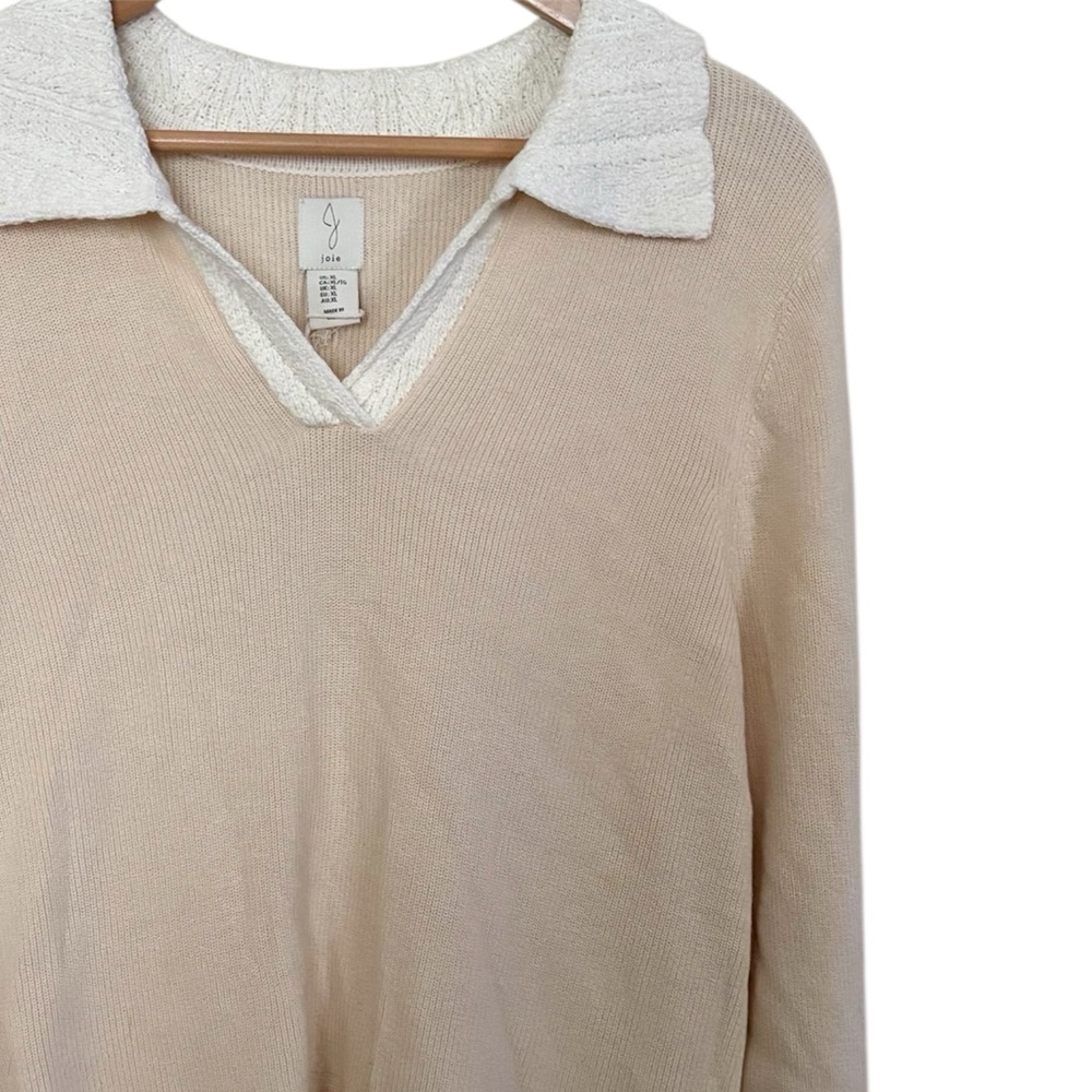 NWT Joie Creme Crochet V-Neck Quarter Sleeve Sweater